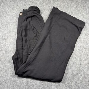 Miou Muse Pants Womens Small Black Wide Leg Trousers Office Travel Pleated